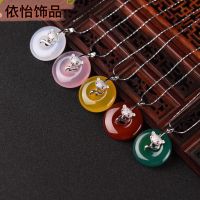 【CW】 agate Safety Buckle Pendant 925 Necklace Chinese Jadeite Amulet Fashion Jewelry Gifts