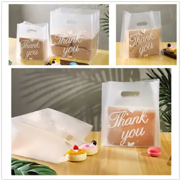 50pcs Transparent Plastic Bag With Handles Clear Gift Packaging Bag Food  Cookies Bread Supermarket Plastic Bags