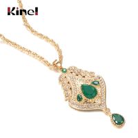 [HOT] Kinel 2020 New Hawaiian Gold Color Women Pendant Necklace Hollow Metal Arabesque leaf Long Chain Ethnic Wedding Jewelry