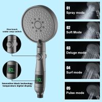 Xiaomi New Style 5-Mode Adjustable High Pressure Hand Hold Bath Showerhead Temperature Digital LED Display Shower Head Showerheads