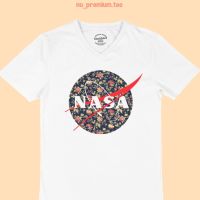 เสื้อยืด นาซ่า NASA Logo ลายดอกไม้ คอวี ไซส์ M - 2XL