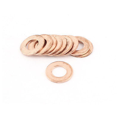 10pcs 7mm Inner Dia 1mm Thickness Copper Flat Washer Ring Seal Fitting Fasteners Nails  Screws Fasteners