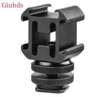 E Aluminium Camera Hot Shoe Mount Adapter Video Triple Cold Shoe Bracket Lights For LED Monitors Microphones Studio Flash Video