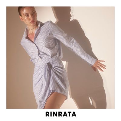 RINRATA - Venus skirt Cotton กระโปรง สั้น มินิ ผ้าคอตต้อน ลายริ้ว ลายทาง ลายเส้น ผูกหน้า ใส่สบาย  ชุดทำงาน ใส่เที่ยว ปาร์ตี้