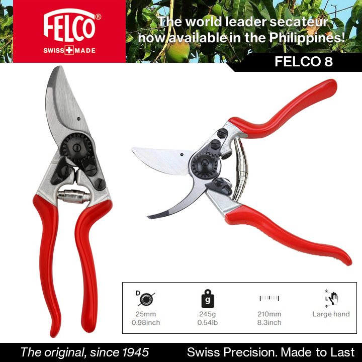 Swiss made bypass pruner FELCO 8, large size right hand ergonomic
