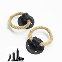 Vintage American 1.26 inch drop ring drawer knobs hemp rope black bronze closet handle knobs Cabinet handle Furniture Hardware Door Hardware Locks