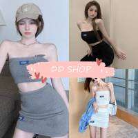 DD SHOPพร้อมส่ง 11201 ชุดเซ็ท เกาะอก กระโปรง แนวสตรีท ทั้งเท่ห์ทั้งปัง