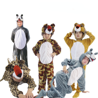 Cartoon Plush Fancy Dress School Show Forest Animals Wolf Tiger Leopard Lion Costume Hat Children s Gift Cosplay Halloween
