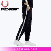 FRED PERRY FRED PERRY Grain กางเกงขายาวผ้าฝ้ายปักลายสำหรับฤดูหนาวกางเกงลำลองทรงหลวมเล่นกีฬาแฟชั่นสำหรับผู้ชาย