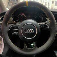 Customize Soft Suede Leather Car Steering Wheel Cover For Audi A3 A4 A5 A6 A7 Allroad RS 7 2014-2015 S6 S7 2013 Car Interior Steering Wheels Accessori