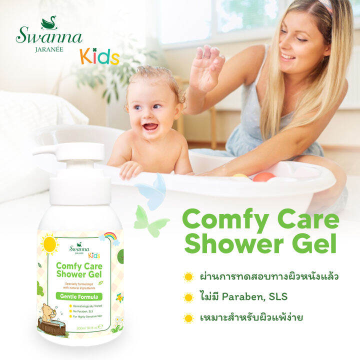 สบู่เหลวเด็ก-swanna-jaranee-comfy-care-shower-gel-protective-care-สูตรสำหรับเด็กผิวบอบบางแพ้ง่าย