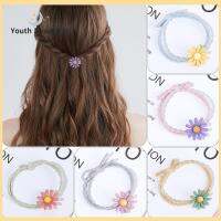 YOUTH BEAUTY Scrunchies ที่ยึดหางม้า ชุดคลุมศีรษะเด็กผู้หญิง ผูกขน แหวนผม เชือกผูกผมดอกเดซี่ อุปกรณ์ตกแต่งผม