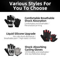 ROCKBROS Bicycle Gloves Half Finger Shockproof Wear Resistant Breathable Cycling Gloves Men Women for MTB,Sports,Bike Equipment