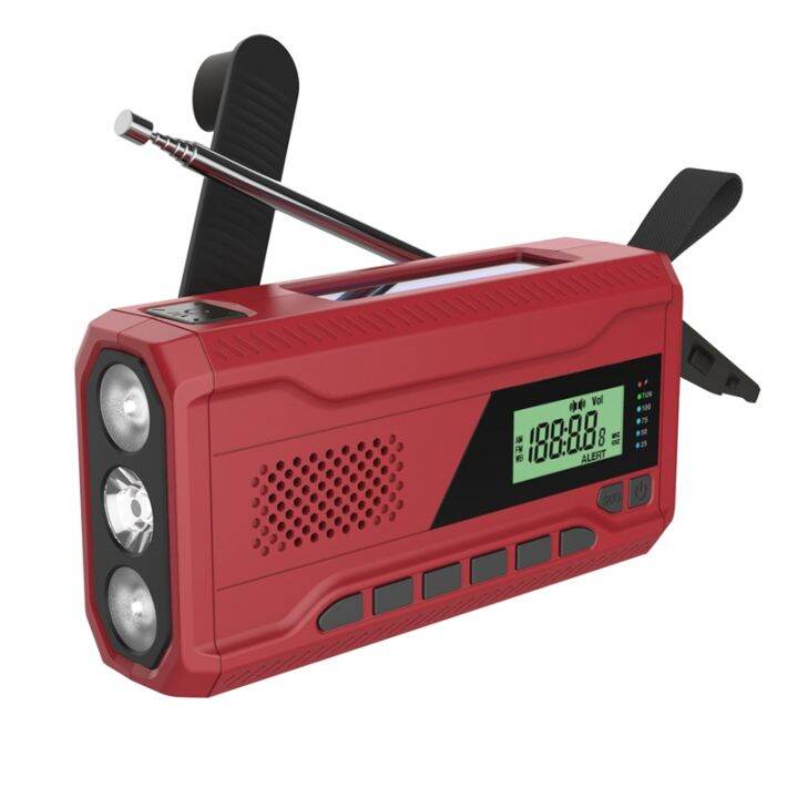 Portable AM FM WB Emergency Radio Receiver Solar Powered Hand Crank ...