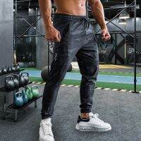 HOT14★คุณภาพสูงกางเกงขายาวผู้ชายฟิตเนสออกกำลังกายกางเกงกีฬาวิ่ง Trackpants Elastic Dry Fit Zipper กระเป๋ากางเกง