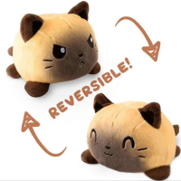 Reversible Cat Dog Plush ตุ๊กตาสัตว์อารมณ์ Plush สองด้านพลิกสีสันและสีส้มแสดงอารมณ์ของคุณโดยไม่ต้องพูดอะไรสักคำ