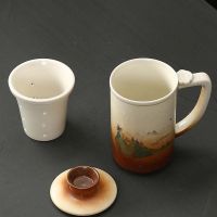 ☎✔ Kiln change office cup tea water separation personal ceramic tea cup with lid filter office tea cup household water home tea cup