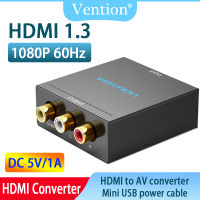 Vention ตัวแปลงเอวีไปยัง HDMI HDMI แปลงเป็น RCA อะแดปเตอร์วิดีโอ HDMI1.3 1080P พร้อมสายไฟมินิ USB สำหรับโปรเจคเตอร์กล่องทีวี HDMI ถึง AV คอนโซลเกม