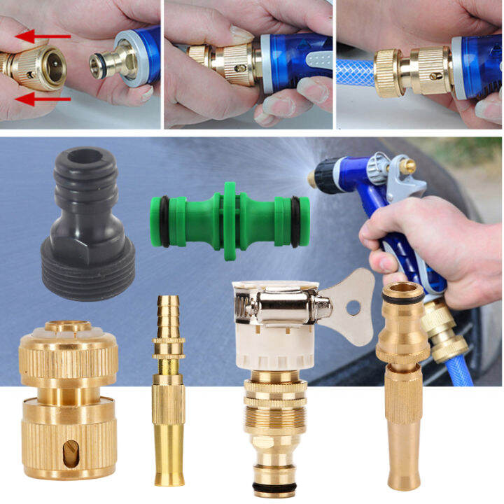 High Pressure Brass Barrel Spray Hose Connector Copper-Plated 4-Point ...