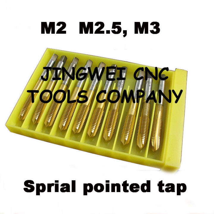 Hss spiral pointed tap M2 M2.5 M3 spiral pointed machine screw tap with TIN coating