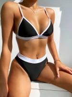 hotx 【cw】 FASKOB Contrast Binding Swimsuit Piece Swimwear 2023 Set Beachwear
