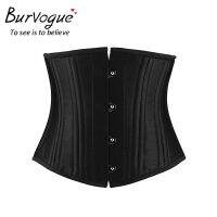 Burvogue คอร์เซ็ทแบบมีสายรัดใต้หน้าอกทำจากเหล็กสายรัดเอวชุดกระชับสัดส่วนตัวควบคุมกระชับเอวสำหรับผู้หญิงสไตล์สตีมพังค์