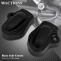 2XMotorcycle ด้านหลังเพลาฝาครอบล้อเพลา Cap ด้านข้าง Protector Guard สีดำสำหรับ Harley V-Rod VRSC กล้ามเนื้อ VRSCF VRSCAW VRSCR 02-2017