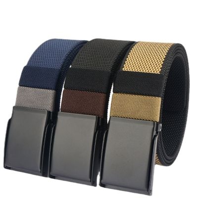 New metal buckle double face nylon belt men and womens casual simple belt student versatile canvas belt