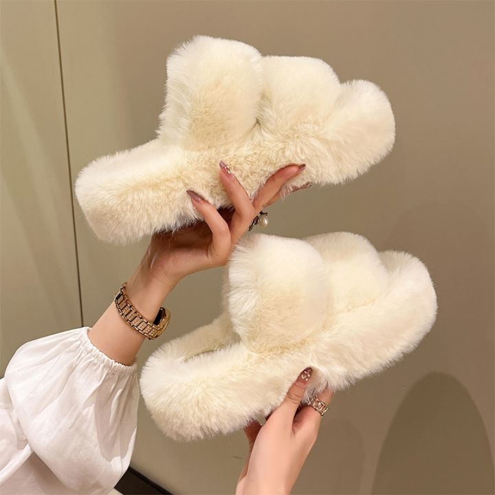 Take a walk Warm Fluffy Home Slippers Women 2022 New Winter Fur