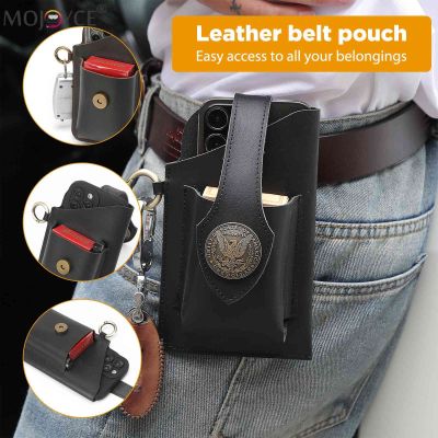 Leather Male Fanny Packs Wear-resistant Multifunctional Men Vintage Waist Pack Cellphone Waist Wallet for Casual Travel Supplies 【MAY】