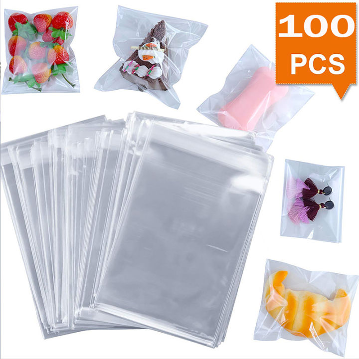 100pcs 8x13cm Resealable Poly Bag Transparent Opp Bag Plastic Bags Self  Adhesive Seal Jewellery Making Bag