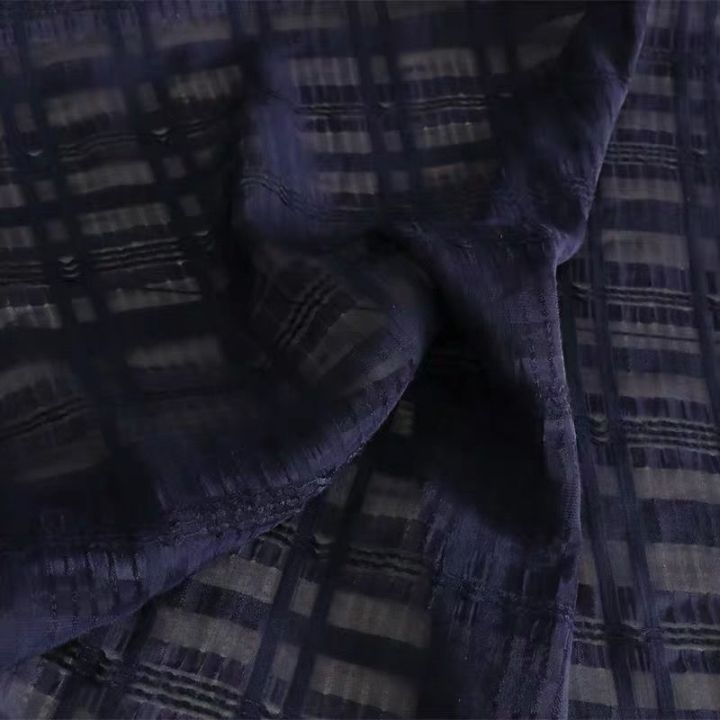 เสื้อฮันฟูลายตารางแบบกึ่งซึมผ่านได้-ผ้าฝ้ายผ้าลายสก็อตผ้า-cheongsam-ที่ระบายอากาศได้สีชมพูสีกรมท่าสำหรับฤดูร้อน