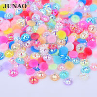 JUNAO 4 5 6 mm Mix Color Flowers Rhinestones Face Nail Crystal Stone Flat Back Resin Gems Scrapbook Beads For Jewelry Crafts