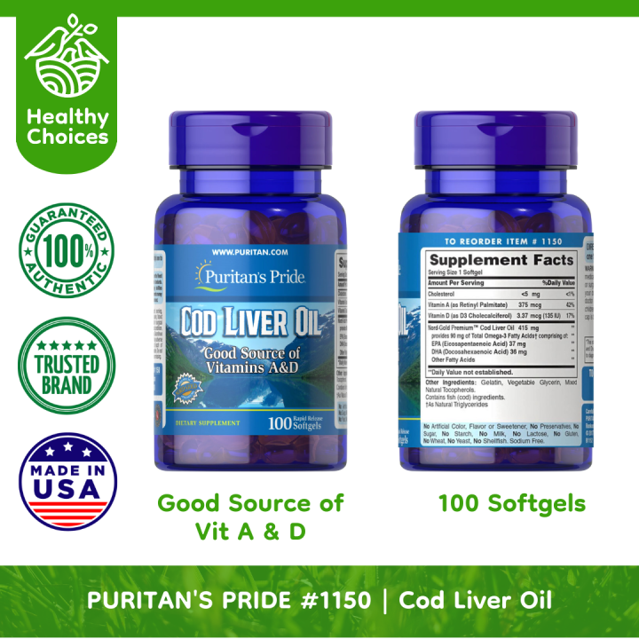 PURITAN'S PRIDE 1150 EXP 3/2024 Cod Liver Oil, 100 Rapid Release Softgels Lazada PH