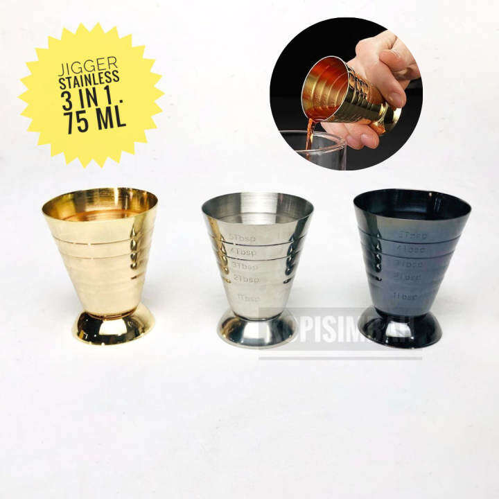 Jigger Glass Measuring Cup Jigger stainless Barista Bartender 3 In 1