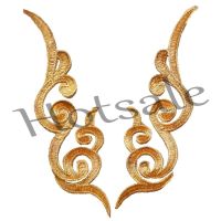 【hot sale】 ❁▧¤ B15 2Pcs Gold Embroidery Bohemia Flower Sew Iron On Patch Badge Wedding Party Dress Fabric Applique