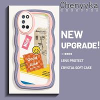 เคส Chenyyka สำหรับ Realme 7i Realme เคส C17หน้าลายการ์ตูนใบหน้ายิ้มลายคลื่นสุดสร้างสรรค์เคสโทรศัพท์โปร่งใสขอบซิลิโคนแบบนิ่มกล่องกันกระแทกป้องกันเลนส์กล้องเคสใส