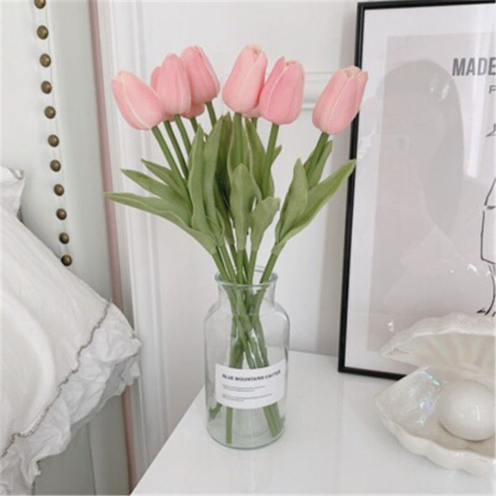 hot-ดอกทิวลิปดอกไม้ประดิษฐ์สไตล์ยุโรปดอกไม้จริงมินิ-pu-ของตกแต่งตกแต่งดอกไม้จัดดอกไม้ตกแต่งบ้านโรงงานขายส่ง
