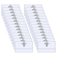 100 Piece Pin Style Clip Horizontal Name Badge Holders with Inserts Fit Card Transparent