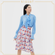 Kloset Electric Print Skirt (AW20-S005) เสื้อผ้าแฟชั่น เสื้อผ้าผู้หญิง กระโปรงแฟชั่น กระโปรงบาน กระโปรงพิมพ์ลาย