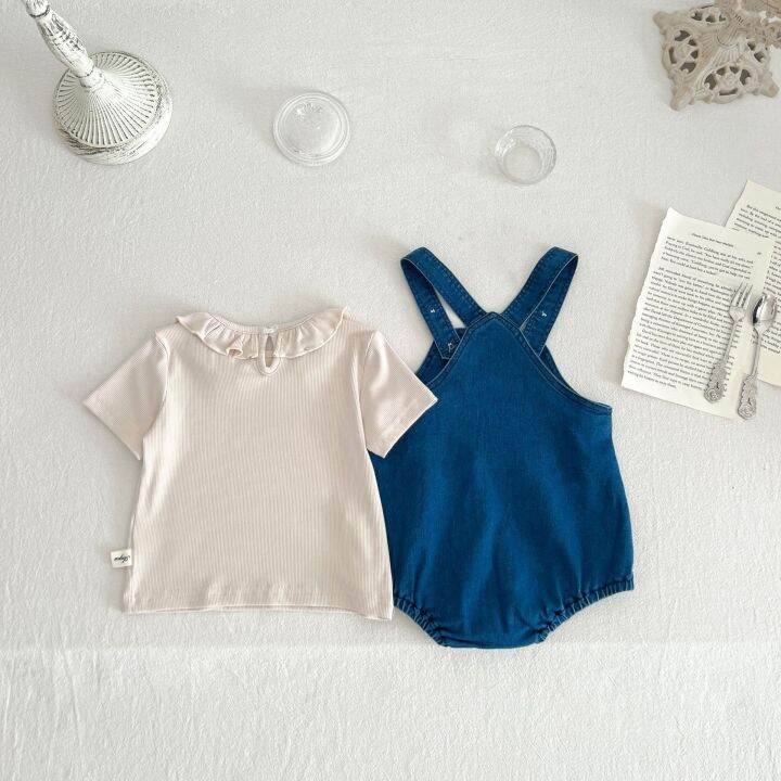 2pcs-ver-o-denim-coelho-macac-o-bodysuits-ruched-top-t-shirts-conjunto-de-roupas-para-beb-s-infantis-meninos-e-meninas-tamanhos-0-3y