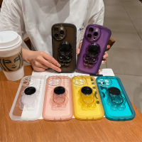 สำหรับ OPPO A95 A74 4G แคนดี้สีสันใบใหญ่ปกป้องเลนส์ตาซิลิโคนกันกระแทกเคสโทรศัพท์นิ่มโปร่งใสพร้อมที่วางนักบินอวกาศ