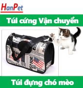 Hanpet - Túi Vận chuyển chó mèo Hình cờ mỹ  Tui VC túi cứng túi đựng chó