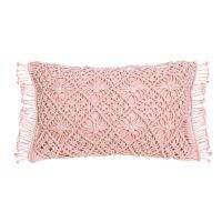 Macrame Throw Pillow Case with Fringe Tassels Farmhouse Bohemian Handmade Crochet Diamond Woven Decorative Cushion Cover for