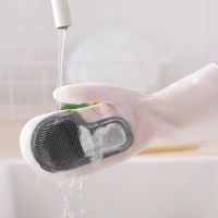 Silicone Waterproof Gloves Brush Dishwashing Gloves Rubber Multifunctional Magic Kitchen Housework Cleaning Safety Gloves