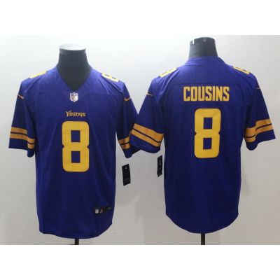 เสื้อกีฬาแขนสั้น ลายทีมชาติฟุตบอล Minnesota Vikings Kirk Cousins สีม่วง สไตล์อเมริกัน สําหรับผู้ชาย