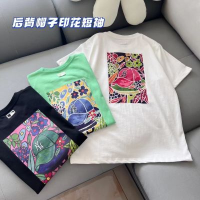 2023 Summer Ml New Chest Embroidered Back Hat Printed Same Earrings For Couple Short Sleeve 03208