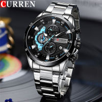 CURREN Man WristWatch Waterproof Chronograph Men Watch Military Top nd Luxury Silver Stainless Steel Sport Male Clock 8402