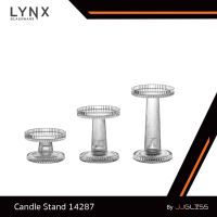 JJGLASS - (LYNX) Candle Stand 14287 - เชิงเทียนแก้ว เชิงเทียนคริสตัล ลายริ้วร่องตรง มีให้เลือก 3 ขนาด ความสูง 6.5 ซม., 11.7 ซม. และ 16.7 ซม.