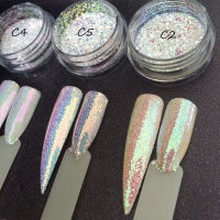 3 กระปุก/ชุด Aurora Glitter Mermaid Unicorn เลื่อม 3D เล็บ Art Chrome Pigment เล็บผงกลิตเตอร์ตกแต่ง SUPER SHINING EFFECT-Zaiu